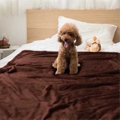 Medium Brown Waterproof Sherpa Fleece Outdoor Throw Blanket