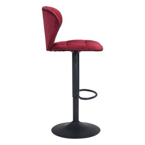 HomeStock 28.2 in. H Red Finish Low Back Wood Bar Stool with Faux ...
