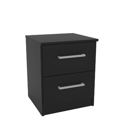 Emma + Oliver 2 Drawer Storage Stand with Black Wood Top & Dark