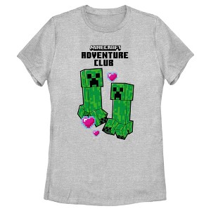 Women's Minecraft Adventure Club Creeper Hearts T-Shirt - 1 of 4