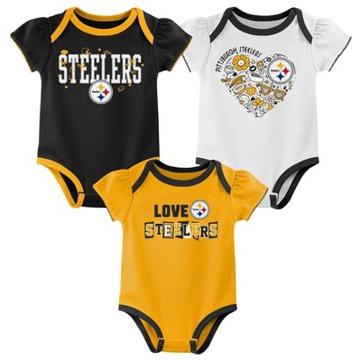 Image of NFL Pittsburgh Steelers Infant Girls' 3pk White Bodysuit - 0-3M