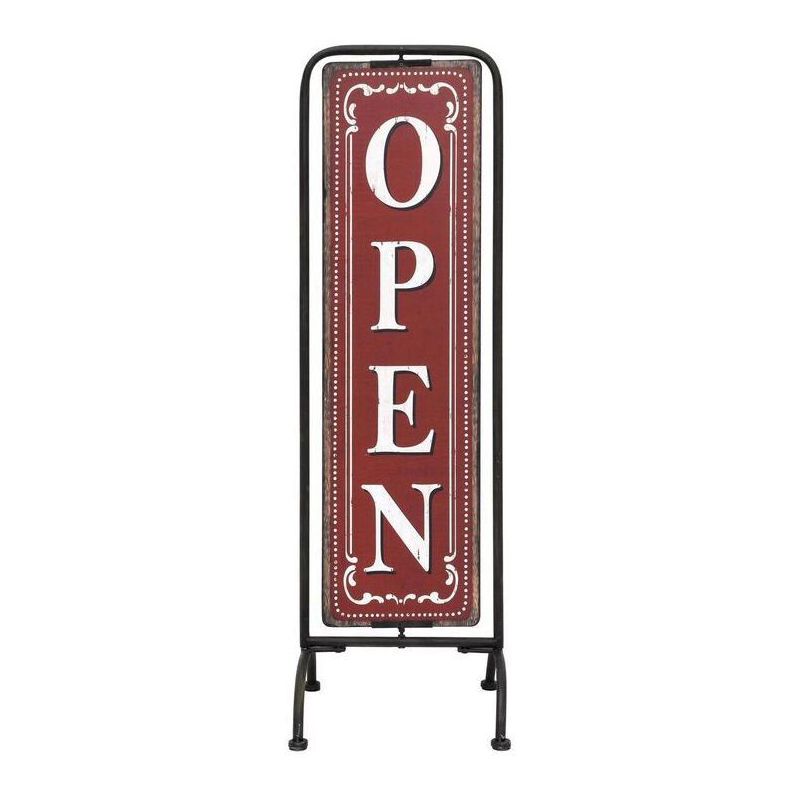 Metal Framed &#34;Open/Closed&#34; 2-Sided Sign Wall D&#233;cor - Storied Home, Distressed Finish, Freestanding, Porch Leaner, Visible Lettering, 1 of 6