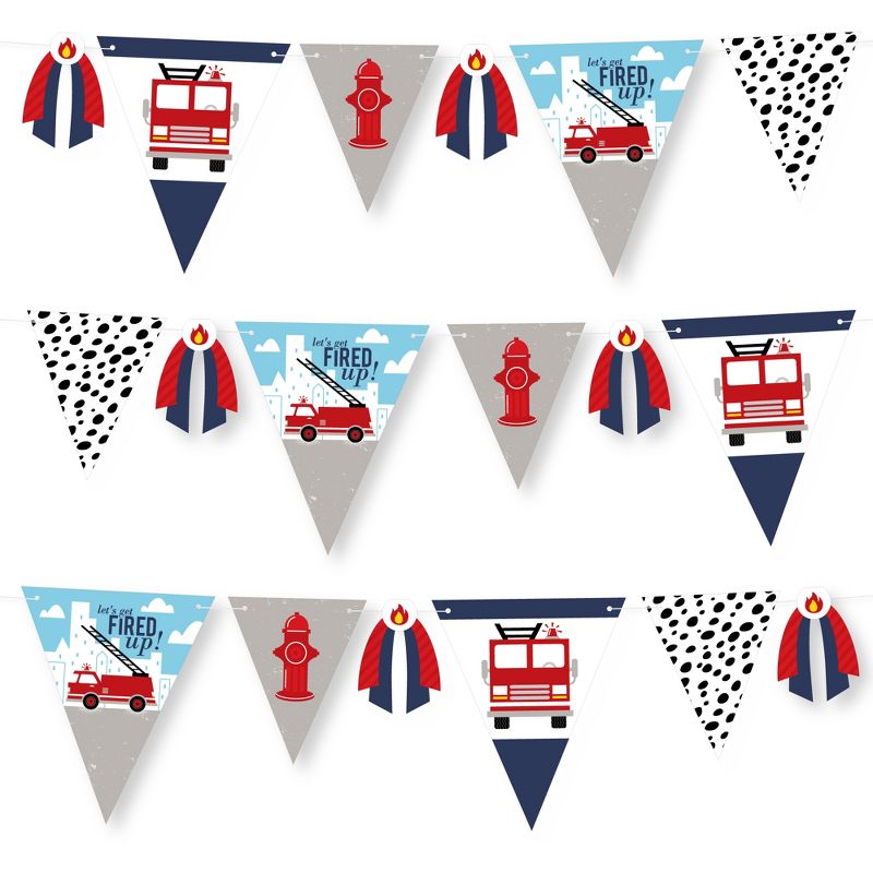 Big Dot of Happiness Fired Up Fire Truck DIY Firefighter Firetruck Baby Shower or Birthday Party Pennant Garland Decoration Triangle Banner 30 Pc, 1 of 9