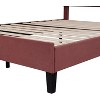 Queen Size Velvet Upholstered Platform Bed Frame with Flower Headboard, Sturdy Wood Slat Support, No Box Spring Needed  Bean Paste Red - 3 of 4