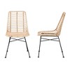 bali & pari Manhattan Modern Bohemian Natural Brown Rattan and Black Metal 2-Piece Dining Chair Set - 4 of 4