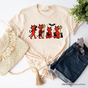 Cute Red Devils and Cats T-Shirt, Vintage Halloween Tee | OrnamentallyYou - 1 of 4