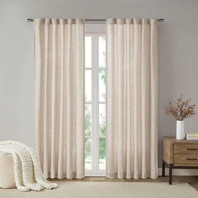 MAYEERTY Faux Linen Rod Pocket and Back Tab Fleece Lined Curtain Panel(Only 1 Pc Panel)