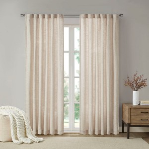 MAYEERTY Faux Linen Rod Pocket and Back Tab Fleece Lined Curtain Panel(Only 1 Pc Panel) - 1 of 4