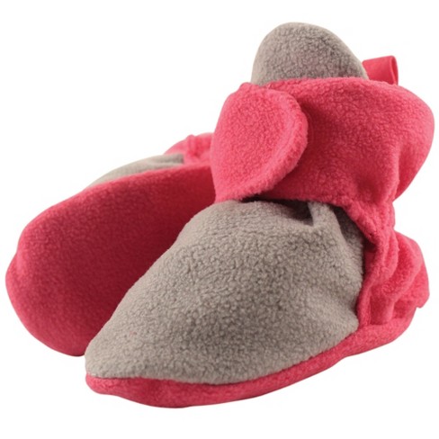 Luvable Friends Baby And Toddler Girl Fleece Booties Gray Pink Target