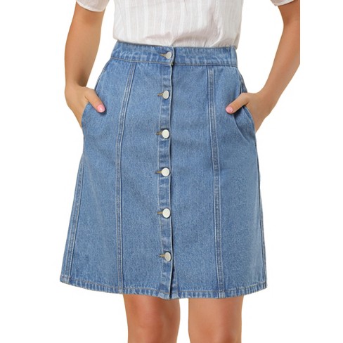 Button down denim outlet jean skirt