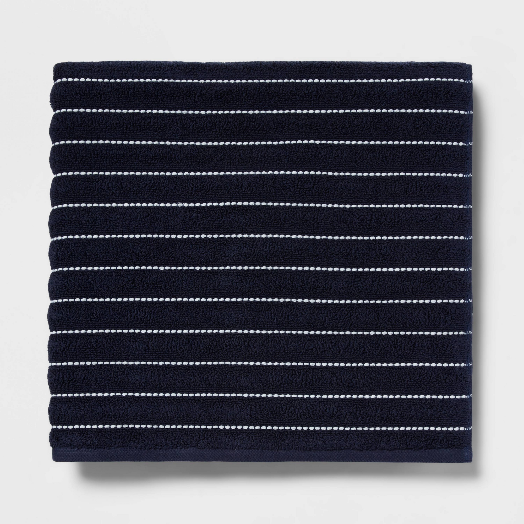 Performance Plus Oversized Bath Towel Navy Striped - Threshold™