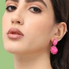 SOHI Women's Fuscia Pink Pebbly Drop Earrings - 3 of 4