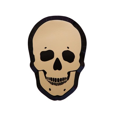 Jollity & Co. - Gold Skull Dessert Plates - Pack of 8 Paper Plates