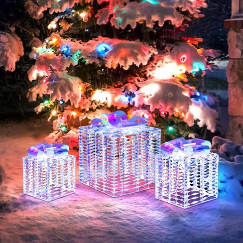 DD Christmas Luminous Gift Box Light String Indoor Decoration Outdoor  Waterproof Christmas Day Light Gift Box Snow Gift Box