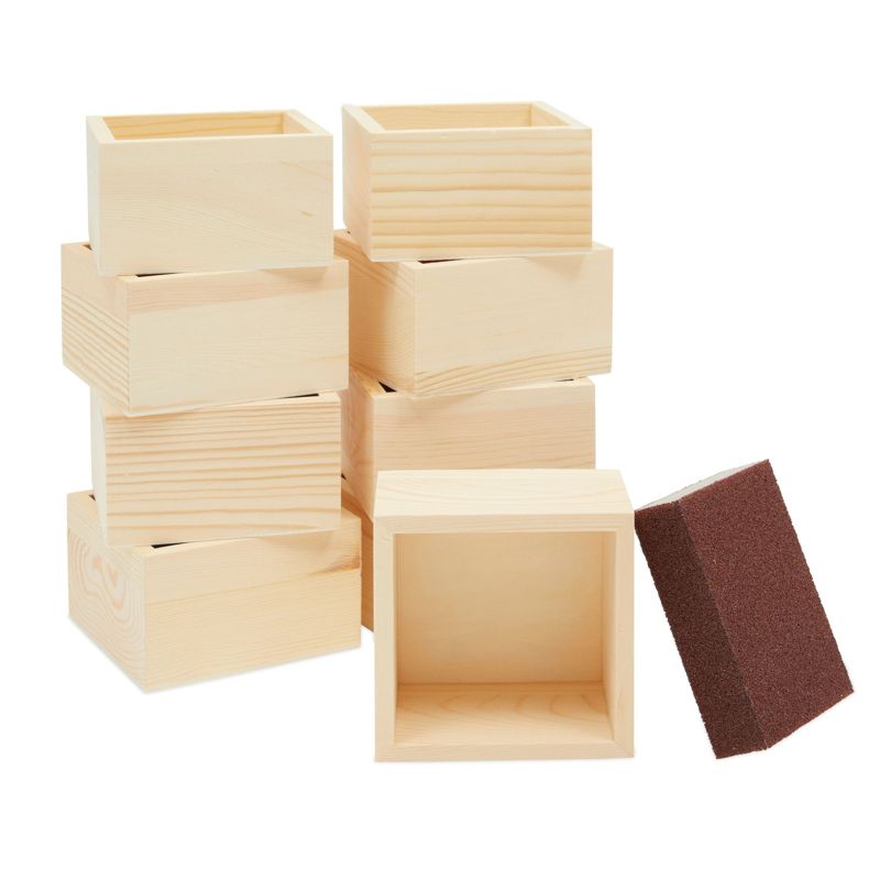 Bright Creations 11 Pieces Unfinished Small Wooden Boxes for Crafts with Sanding Sponge (4 In), 1 of 10