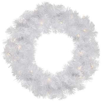 Northlight 24" Pre-Lit White Pine Artificial Christmas Wreath - Clear Lights