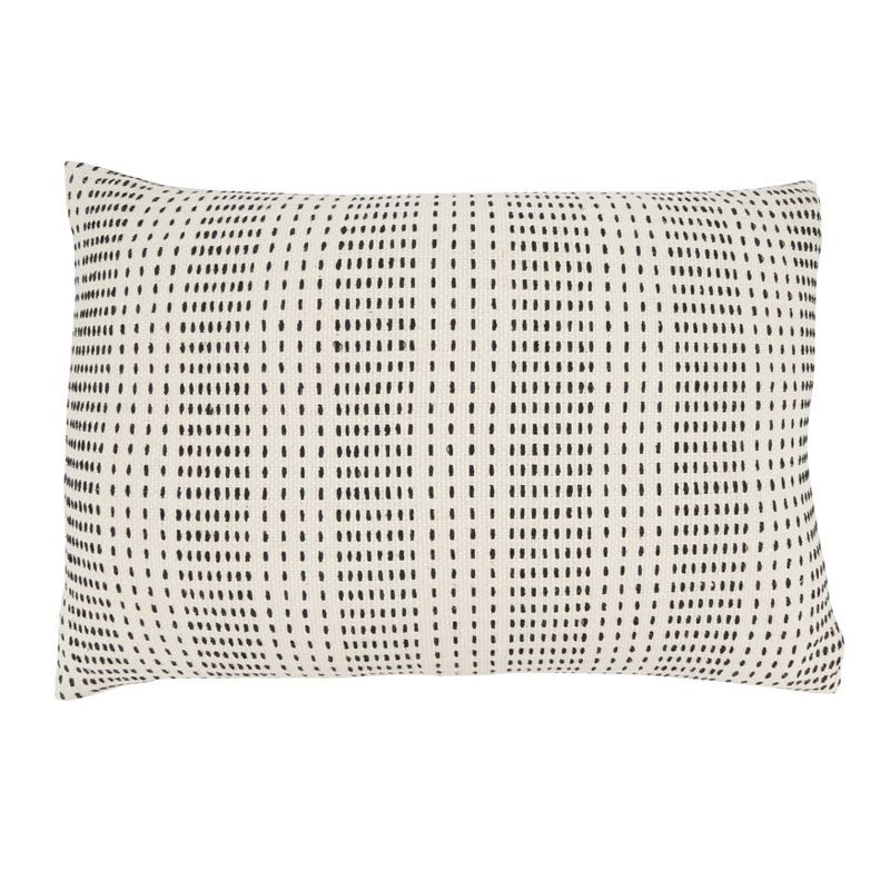 Saro Lifestyle Contemporary Dash Stripe Poly Filled Throw Pillow, Beige, 16"x24", 1 of 4
