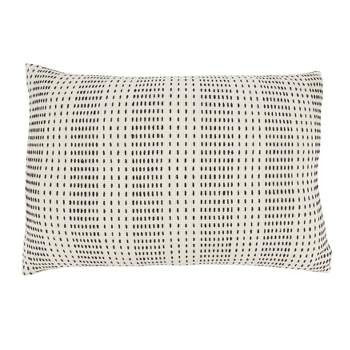 Saro Lifestyle Contemporary Dash Stripe Poly Filled Throw Pillow, Beige, 16"x24"