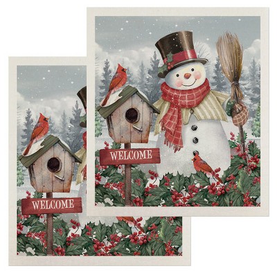 Briarwood Lane Jolly Snowman Welcome Swedish Dishcloth (2-pack)