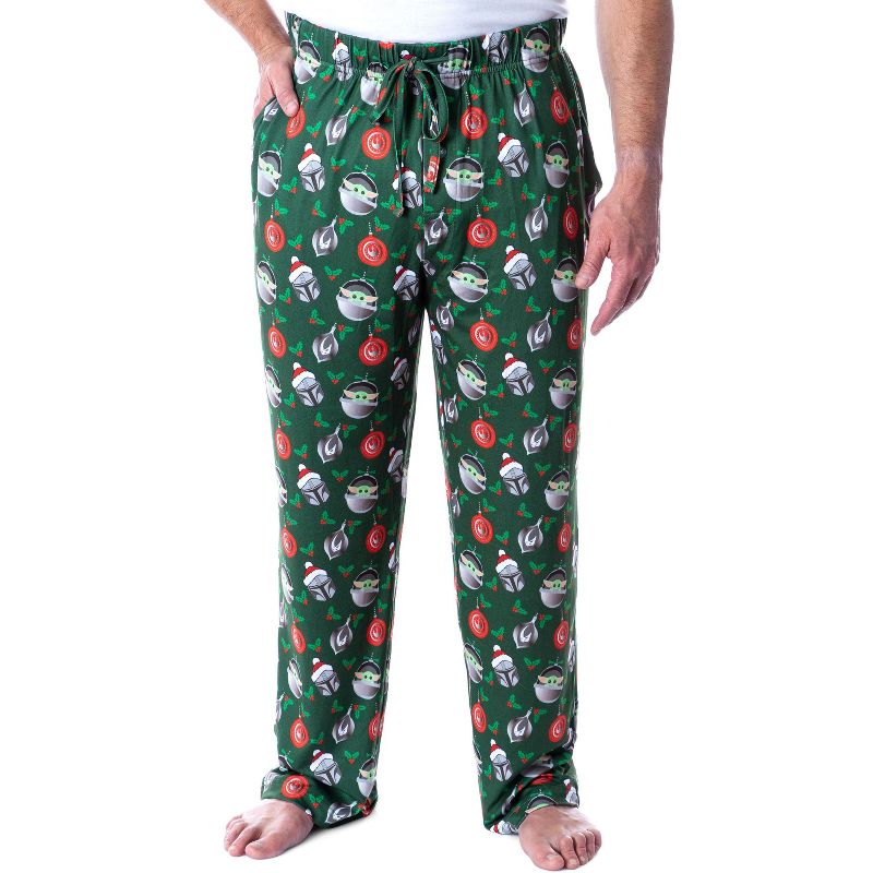 Star Wars Mens' The Mandalorian The Child Christmas Ornaments Pajama Pants Green, 1 of 6