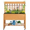 Outsunny 41'' Raised Garden Bed Mobile Elevated Wooden Planter Box Stand with Wheels, Trellis and Storage Shelf - image 4 of 4