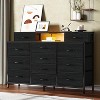 Furnulem Black Dresser for Bedroom with LED Lights and Power Outlets 55”W Large 12 Storage Drawers Dresser Long Fabric Chests with 2Shelves for Closet - 2 of 4