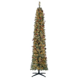 Home Heritage 7ft Pre Lit Artificial Stanley Pencil Christmas Tree Multicolor Target