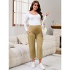 INSPIRE CHIC Womens Cotton Maternity Pants Straight Slacks Over Belly Casual Work Cropped Pregnancy Trousers with Pockets - 2 of 4