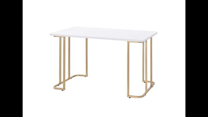 Estie Writing Desk White/Gold - Acme Furniture, 2 of 6, play video