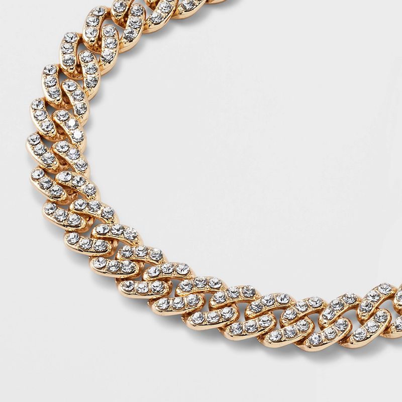 SUGARFIX by BaubleBar Gold and Crystal Curb Chain Necklace - Gold, 4 of 5