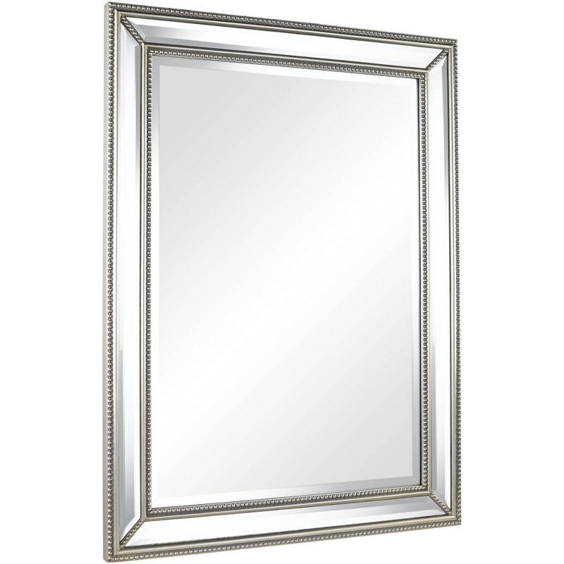 Uttermost Palais Rectangular Vanity Accent Wall Mirror Modern Beaded Beveled Silver Frame 30" Wide for Bathroom Bedroom Living Room Home Office House, 5 of 10