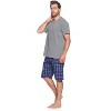 Ashford & Brooks Men's Woven Short Sleeve Jersey Top & Pajama Shorts Set - 3 of 4