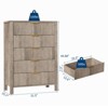 Fluted 5 Drawer Dresser For Bedroom, 44" Tall Slim Nightstand for Small Spaces, Wooden Chest of Drawers, Storage Organizer for Living Room - 3 of 4