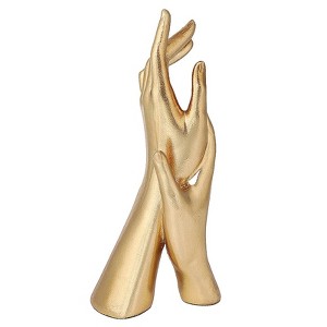 Itopfox Gold Hands Sculpture 1 Piece Elegant Resin Home Decor Accent 3.54 x 2.36 x 9.06 in for Living Room Bedroom Office Table Shelf - 1 of 4