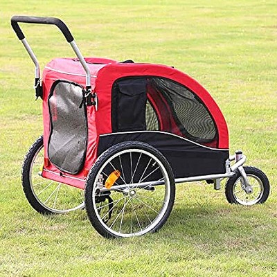 Large Red and Black Foldable Dog Bike Stroller