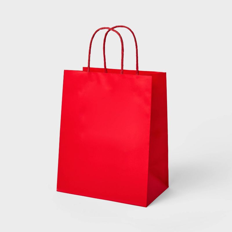 Small Red Gift Bag - Spritz&#8482;: Christmas, All Occasions, Solid Color Paper, Easy Carry Handles, 1 of 4
