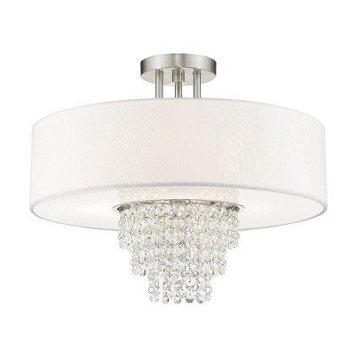 Elegant Brushed Nickel 4-Light Semi-Flush Mount with Crystal Accents