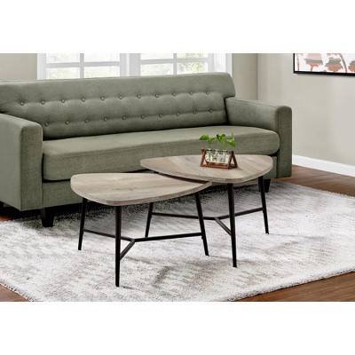 Monarch Specialties Table Set 2Pcs Set Coffee End Side Accent Living Room Metal Laminate Beige Black Contemporary Modern