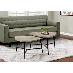Monarch Specialties Table Set 2Pcs Set Coffee End Side Accent Living Room Metal Laminate Beige Black Contemporary Modern - 1 of 4