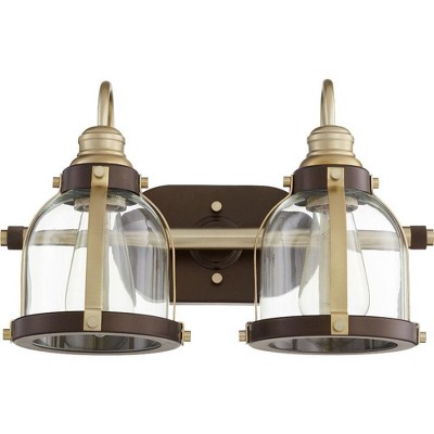 Quorum Lighting Banded Dome 2 - Light Vanity in  Aged Brass/Oiled Bronze
