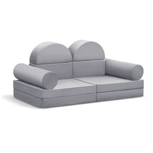 TopComfy Sectional Sofas 10-Piece Convertible Modular Play Sofa Multi-Purpose Couch for Kids Playroom Bedroom, Gray, 56"*28"*26" - 1 of 4