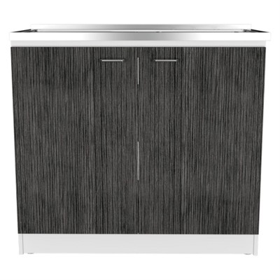 LunaLulinlk Kitchen utility sink with storage, smoked oak