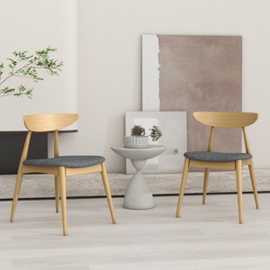 Set of 2 Retro Wood Dining Chairs with Ergonomic Back and Plush Cushions, Armless Accent Chairs for Dining Room or Living Room-Panipeachy - 1 of 4