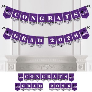 Big Dot of Happiness Purple Graduation Bunting Banner - Party Decorations - Congrats Grad 2026 - 1 of 4