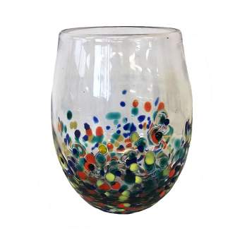 tagltd 16 oz. Pebble Glass Multicolored Stemless Glass Drinkware Dishwasher Safe Beverage Glassware  Dinner Party Wedding