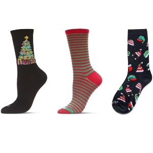 MeMoi 3 Pair Women's Christmas Holiday Novelty Crew Socks - 1 of 2