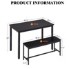 Aukfa Dining Table Set for 4, Kitchen Room Table Set with 2 Benches, 3-Piece Dining Chairs Set for Breakfast Nook, Black - 3 of 4