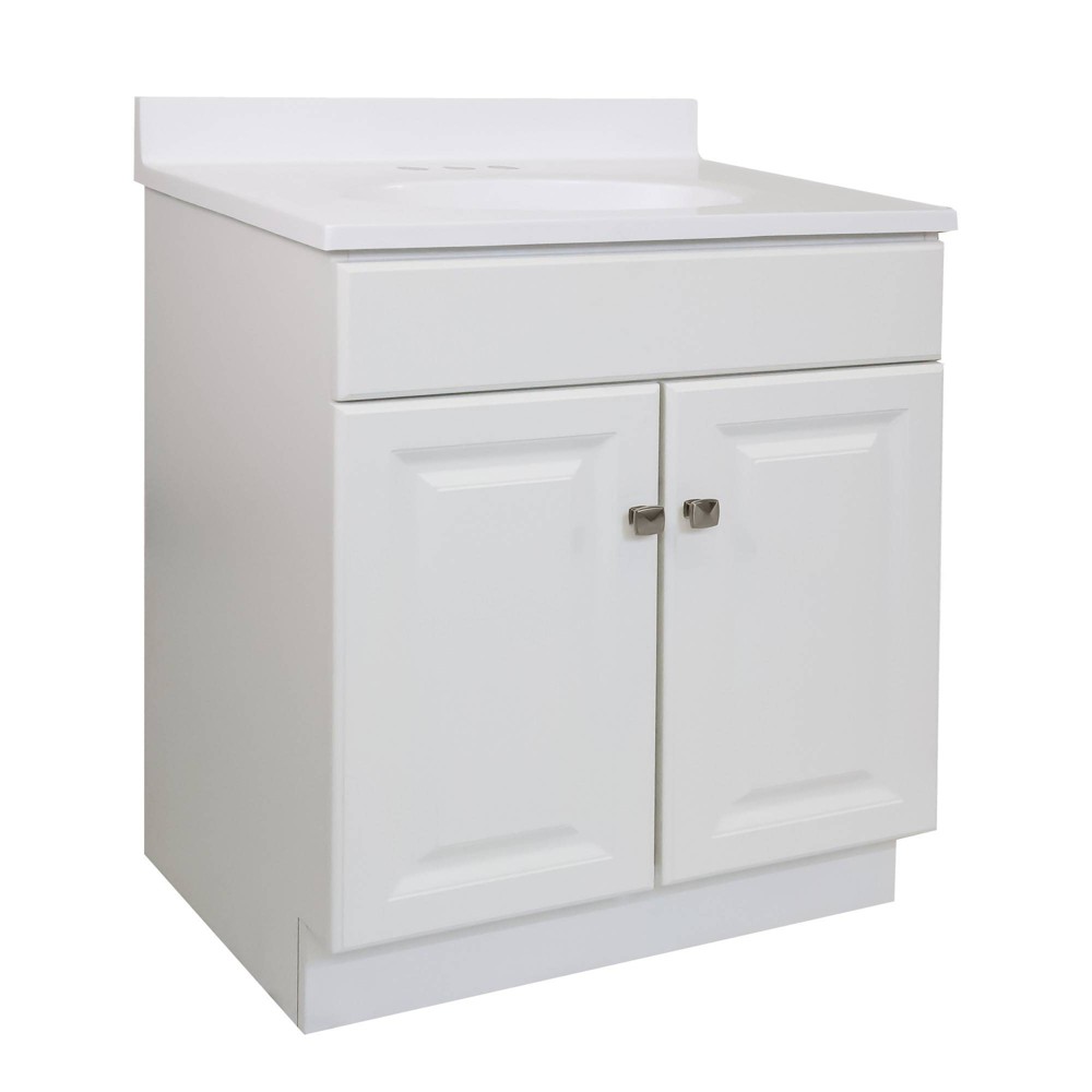 Photos - Washbasin cabinet 22"x31" Wyndham Two Door Vanity with Cultured Marble Single Hole White - D