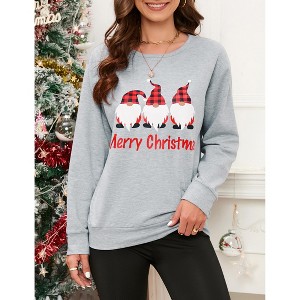 Christmas Sweatshirts for Women Cute Funny Sweatshirt Crew Neck Long Sleeve Xmas Holiday Tree Graphic Pullover Tops - 1 of 4