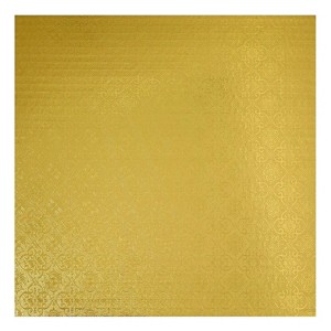 O'Creme Gold Wraparound Square Cake Pastry Drum Board 1/4 Inch Thick, 14 Inch x 14 Inch - Pack of 10 - 1 of 4
